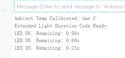 The temperature sensor testing result is 'nan C', which is not a valid reading. I changed to humidity sensor for further testing.
